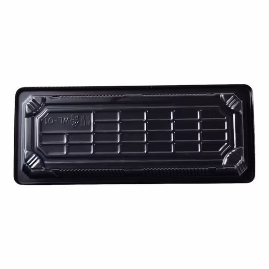 FDA/EU 플라스틱 일회용 보트 모양 검정 스시 테이크아웃 상자